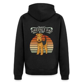 Airedale-Terrier Airedale-Dad lustiger Spruch Hund - Unisex Premium Bio Zip Hoodie - Schwarz - Hinten - Nico (187cm)