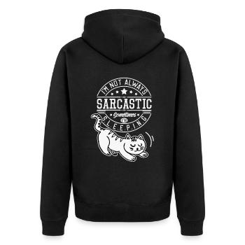 Sarcasm funny saying with cat, introverted - Unisex Premium Organic Zip Hoodie - black - Back - Nico (187cm)