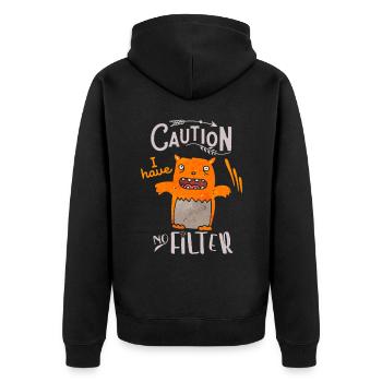Sarcasm, funny saying with cat, hangover - Unisex Premium Organic Zip Hoodie - black - Back - Nico (187cm)