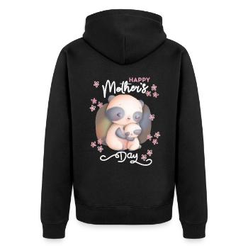 Muttertag Mama-Mami Mutter Mutti lustiger Pandabär - Unisex Premium Bio Zip Hoodie - Schwarz - Hinten - Nico (187cm)