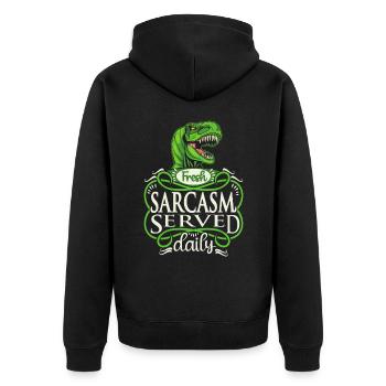 Dinosaurs, sarcasm, funny saying typography - Unisex Premium Organic Zip Hoodie - black - Back - Nico (187cm)