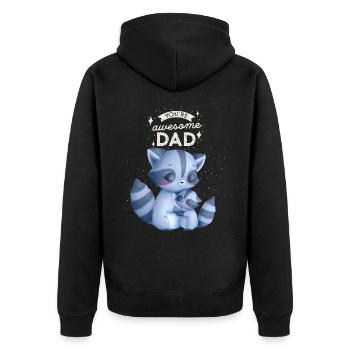 Father's Day, Daddy-Daddy, Daddy-Funny Raccoons - Unisex Premium Organic Zip Hoodie - black - Back - Nico (187cm)