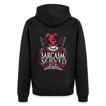Dog, sarcasm, funny saying typography - Unisex Premium Organic Zip Hoodie - black - Back - Nico (187cm)