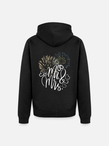 Mr.-and-Mrs., Feuerwerk-Design, Typografie Wedding - Ekologisk premiumluvjack unisex - svart