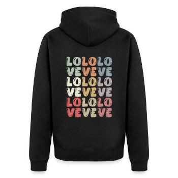 Saint-Valentin Typographie de mariage Amour Amour - Veste à capuche bio Premium Unisexe - noir - Dos - Nico (187cm)