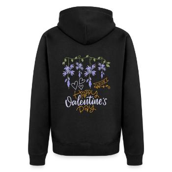 Glycine de la Saint-Valentin Dicton Joyeuse-Saint-Valentin - Veste à capuche bio Premium Unisexe - noir - Dos - Nico (187cm)