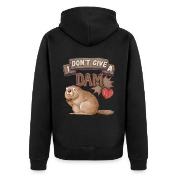 Funny Beaver, Beaver Saying, Pun, Pun - Unisex Premium Organic Zip Hoodie - black - Back - Nico (187cm)
