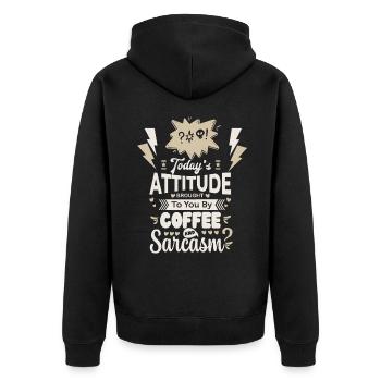 Coffee and sarcasm funny saying typography - Unisex Premium Organic Zip Hoodie - black - Back - Nico (187cm)