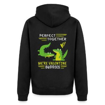 Valentinstag, lustige Krokodile, Spruch Liebe-Love - Unisex Premium Bio Zip Hoodie - Schwarz - Hinten - Nico (187cm)