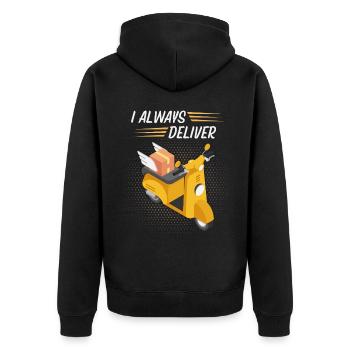 Courier, parcel deliverer, motorcycle, funny saying - Unisex Premium Organic Zip Hoodie - black - Back - Nico (187cm)