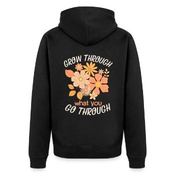 Slogan de motivation 70s Flower-Power Design - Veste à capuche bio Premium Unisexe - noir - Dos - Nico (187cm)