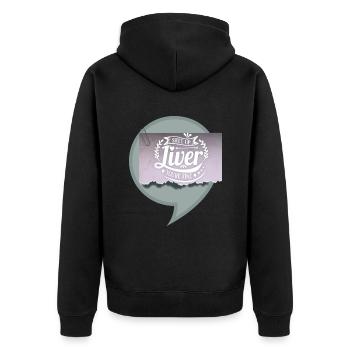Alkohol, lustiger Leber Spruch Biertrinker - Unisex Premium Bio Zip Hoodie - Schwarz - Hinten - Nico (187cm)