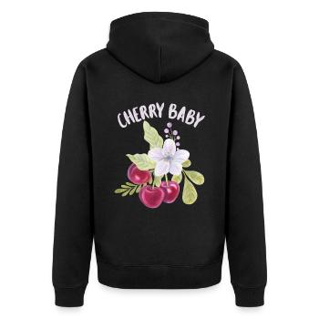 Cherry, Cherry-Fruit funny saying Cherry-Baby - Unisex Premium Organic Zip Hoodie - black - Back - Nico (187cm)