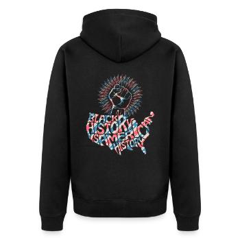 Slogan du drapeau du drapeau américain du Mois de l’histoire des Noirs - Veste à capuche bio Premium Unisexe - noir - Dos - Nico (187cm)