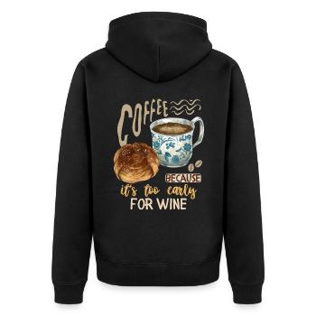 café, buveur de café buveur de vin drôle de dicton - Veste à capuche bio Premium Unisexe - noir - Dos - Nico (187cm)