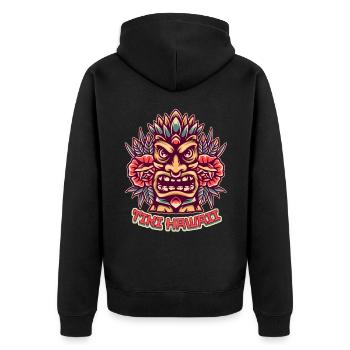 Statue Tiki, île d’Hawaï, masque Tiki - Veste à capuche bio Premium Unisexe - noir - Dos - Nico (187cm)
