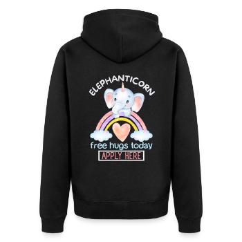 Elephant Unicorn, Unicorn Unicorn, Free-Hugs Saying - Unisex Premium Organic Zip Hoodie - black - Back - Nico (187cm)