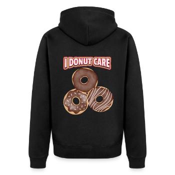 I-Donut-Care drôle de dicton, jeu de mots avec beignet au chocolat - Veste à capuche bio Premium Unisexe - noir - Dos - Nico (187cm)