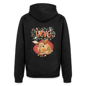 Typographie amour-amour avec Kawaii Saint-Valentin - Veste à capuche bio Premium Unisexe - noir - Dos - Nico (187cm)