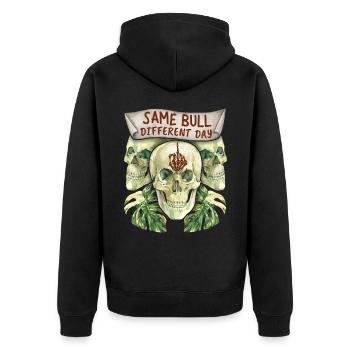 Skull, skull, funny saying, middle finger - Unisex Premium Organic Zip Hoodie - black - Back - Nico (187cm)