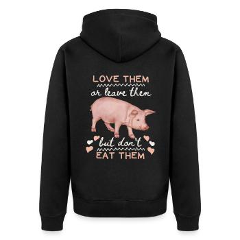 Dicton végétarien, porc, drôle végétalien - Veste à capuche bio Premium Unisexe - noir - Dos - Nico (187cm)