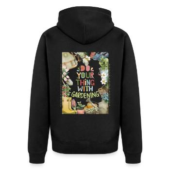 Gartenarbeit, Garten, Gärtner lustiger Spruch - Unisex Premium Bio Zip Hoodie - Schwarz - Hinten - Nico (187cm)