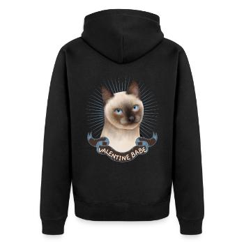 Katze Siamkatze, Siamesische Valentinstag Spruch - Unisex Premium Bio Zip Hoodie - Schwarz - Hinten - Nico (187cm)