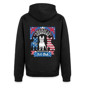 American-Terrier, Boston-Terrier, Pet-Club - Unisex Premium Bio Zip Hoodie - Schwarz - Hinten - Nico (187cm)