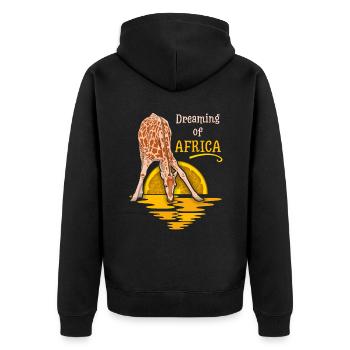 Afrique girafe, coucher de soleil, Afrique dicton - Veste à capuche bio Premium Unisexe - noir - Dos - Nico (187cm)