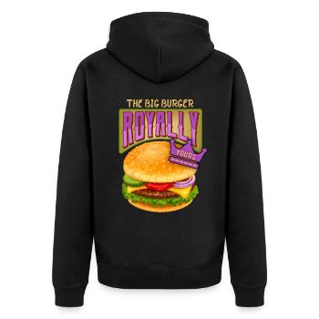 Burger-Cheeseburger Spruch Hamburger-Royale - Unisex Premium Bio Zip Hoodie - Schwarz - Hinten - Nico (187cm)