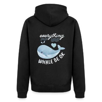 Kawaii-Wal lustiger Walfisch Motivationsspruch Pun - Unisex Premium Bio Zip Hoodie - Schwarz - Hinten - Nico (187cm)