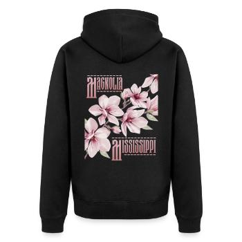 Magnolie Nationalblume Bundesstaat Mississippi USA - Unisex Premium Bio Zip Hoodie - Schwarz - Hinten - Nico (187cm)