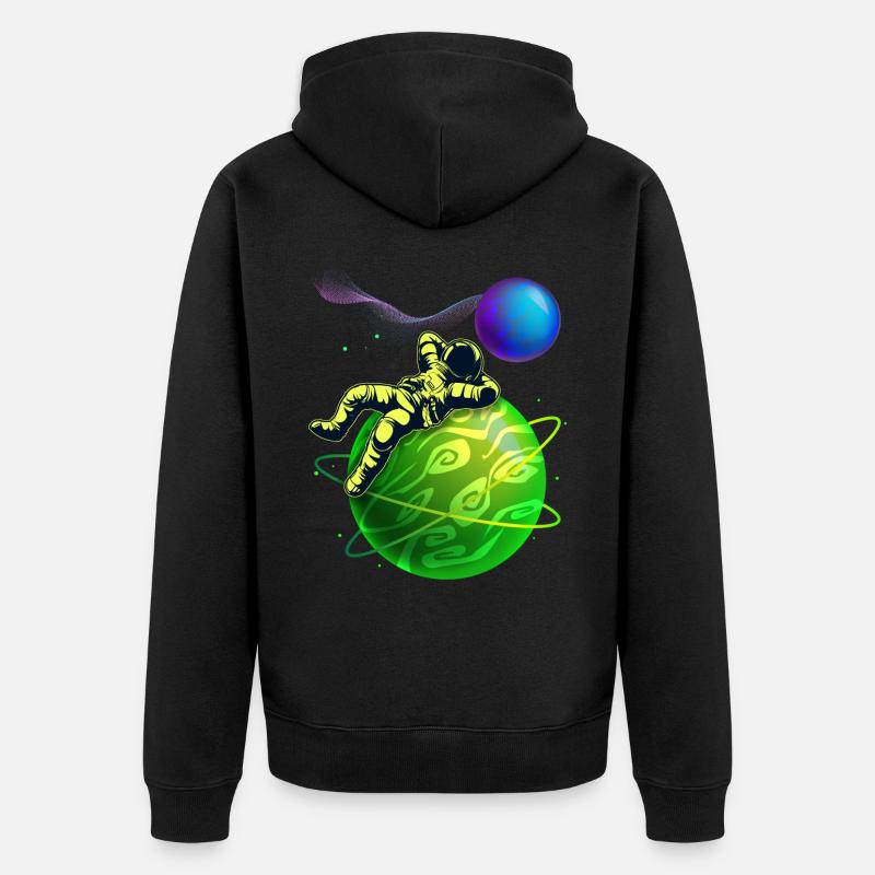 Drôle d’astronaute-cosmonaute, planète espace - Veste à capuche bio Premium Unisexe - noir