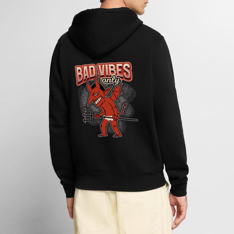 Funny saying with devil-devil, Devil Satan Unisex Premium Organic Zip Hoodie