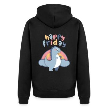 Dinosaures kawaii. Arc-en-ciel, Happy-Friday - Veste à capuche bio Premium Unisexe - noir - Dos - Nico (187cm)