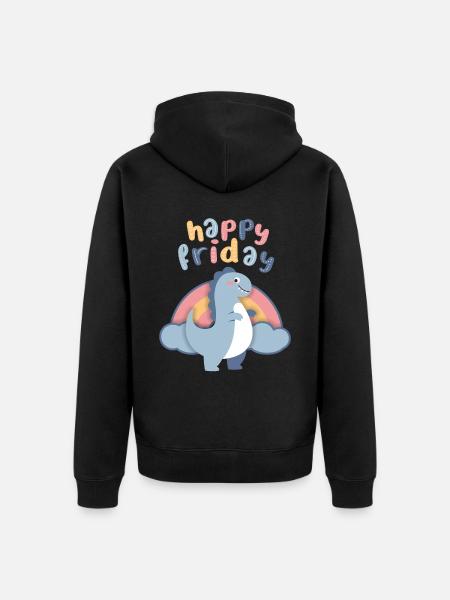 Kawaii dinosaurs. Rainbow, Happy-Friday - Unisex Premium Organic Zip Hoodie - black
