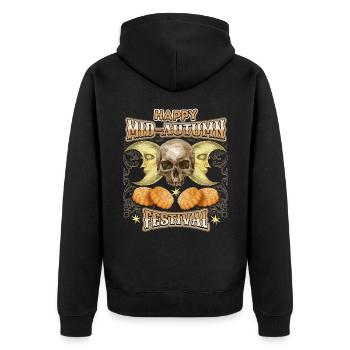 Chinese Moon Festival Mooncakes with Skull - Unisex Premium Organic Zip Hoodie - black - Back - Nico (187cm)