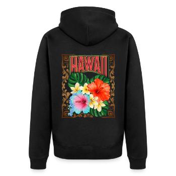 Vintage Hawaii, Hawaii, Hawaiian Aloha, Hibiscus - Unisex Premium Organic Zip Hoodie - black - Back - Nico (187cm)