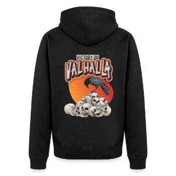 Gothic Skull Skull Corvid, Crow Valhalla - Unisex Premium Organic Zip Hoodie - black - Back - Nico (187cm)