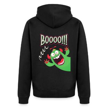 Drôle de monstre, boo-scare, blague de monstre - Veste à capuche bio Premium Unisexe - noir - Dos - Nico (187cm)