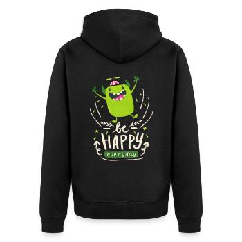 Citation de motivation drôle-monstre Citation Be-Happy - Veste à capuche bio Premium Unisexe - noir - Dos - Nico (187cm)