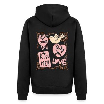 Saint-Valentin XOXO-Doodle amour-amour romantique - Veste à capuche bio Premium Unisexe - noir - Dos - Nico (187cm)