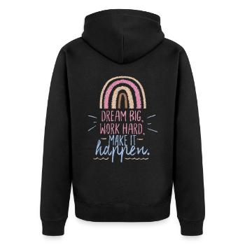 Dicton motivant avec arc-en-ciel, Dream-Big dicton - Veste à capuche bio Premium Unisexe - noir - Dos - Nico (187cm)