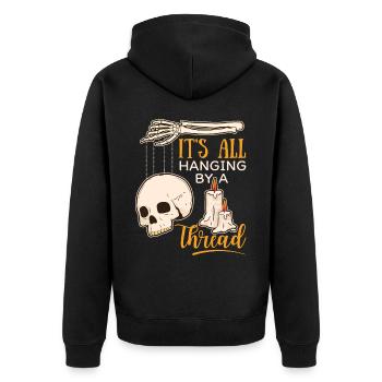 Skull Skull, Marionette, Skeleton Hand, Saying - Unisex Premium Organic Zip Hoodie - black - Back - Nico (187cm)
