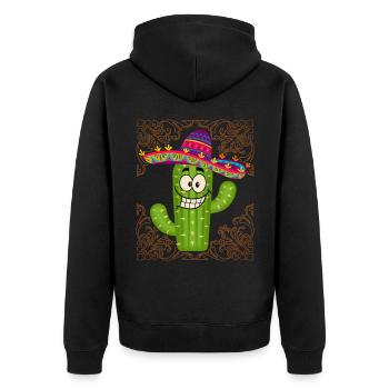 Mexiko, lustiger Mexikanischer-Kaktus Kaktus-Motiv - Unisex Premium Bio Zip Hoodie - Schwarz - Hinten - Nico (187cm)