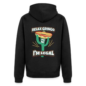 Lustiger-Kaktus Mexiko, Comic-Sombrero, Spruch - Unisex Premium Bio Zip Hoodie - Schwarz - Hinten - Nico (187cm)