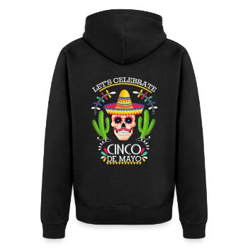 Cinco-De-Mayo, Mexikanischer Feiertag mitTotenkopf - Unisex Premium Bio Zip Hoodie - Schwarz - Hinten - Nico (187cm)