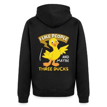 Comic Duck Funny Saying Cartoon Duck - Unisex Premium Organic Zip Hoodie - black - Back - Nico (187cm)