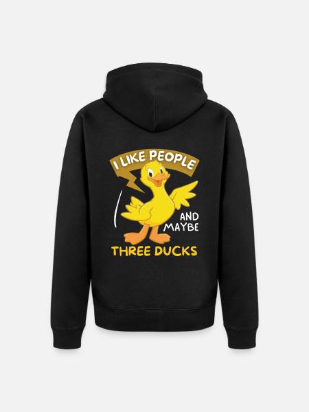Comic Duck Sjovt at sige Cartoon Duck - Premium økologisk unisex-hættejakke - sort