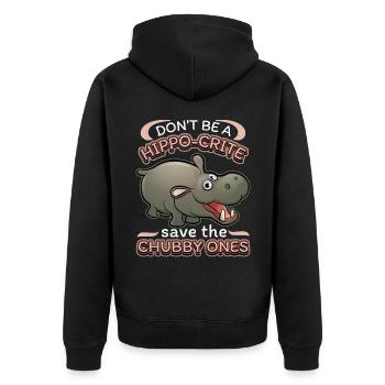 Lustiges Nilpferd, Flusspferd Nilpferd-Pun, Spruch - Unisex Premium Bio Zip Hoodie - Schwarz - Hinten - Nico (187cm)